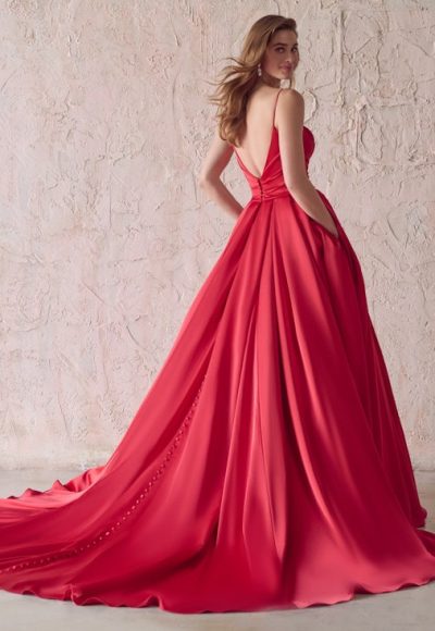 Red A-line Wedding Dress With Straight Neckline And Spaghetti Straps by Maggie Sottero - Image 2