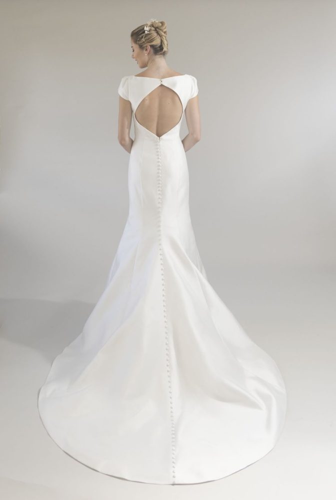 cap-sleeve-mikado-fit-and-flare-wedding-dress-with-keyhole-back-kleinfeld-bridal