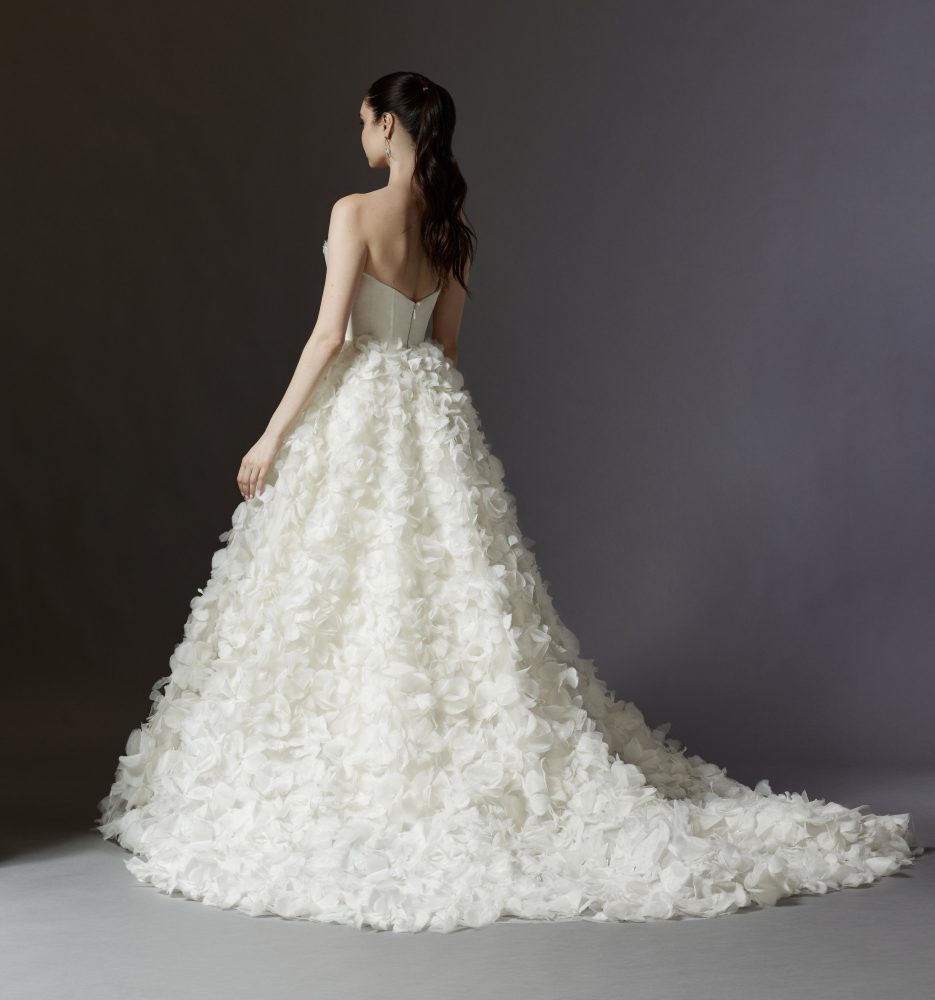 Strapless Ball Gown Wedding Dress With Textured Organza Floral Petal ...