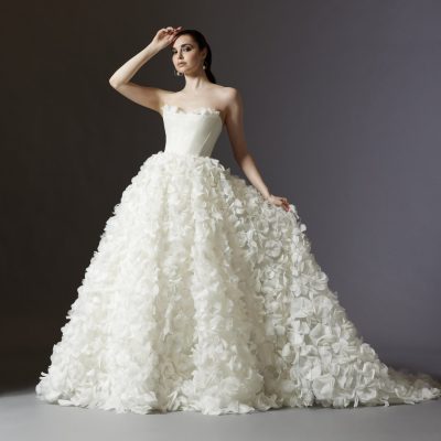 Strapless Ball Gown Wedding Dress With Textured Organza Floral Petal ...