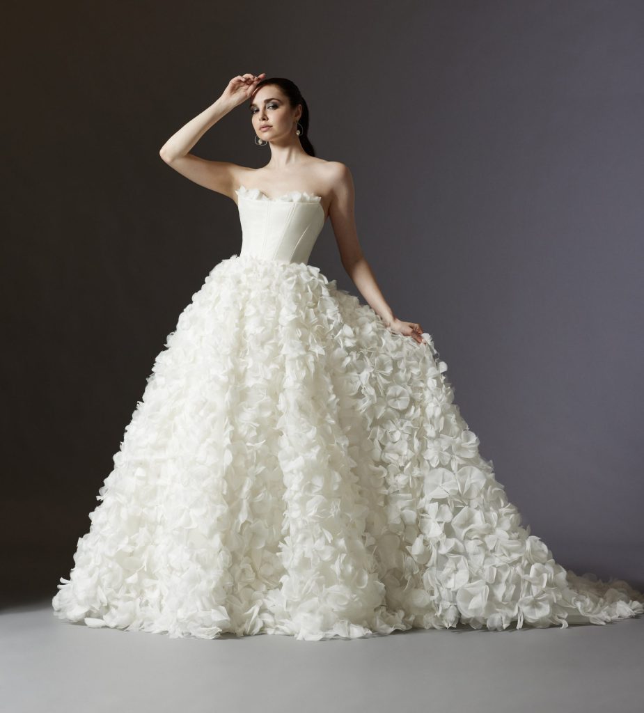 Strapless Ball Gown Wedding Dress With Textured Organza Floral Petal ...