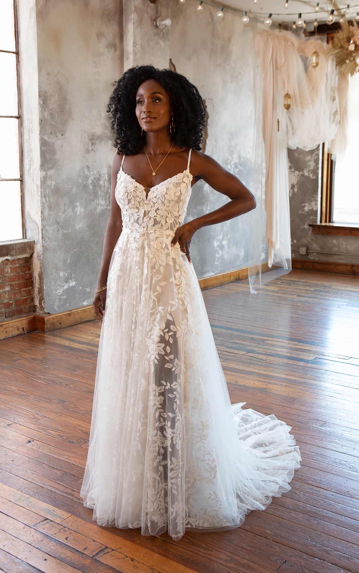 Lace A-line Wedding Dress With Spaghetti Straps