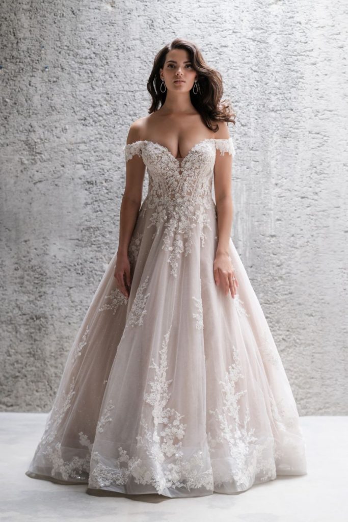 Beaded Off The Shoulder Lace Ball Gown Wedding Dress | Kleinfeld Bridal