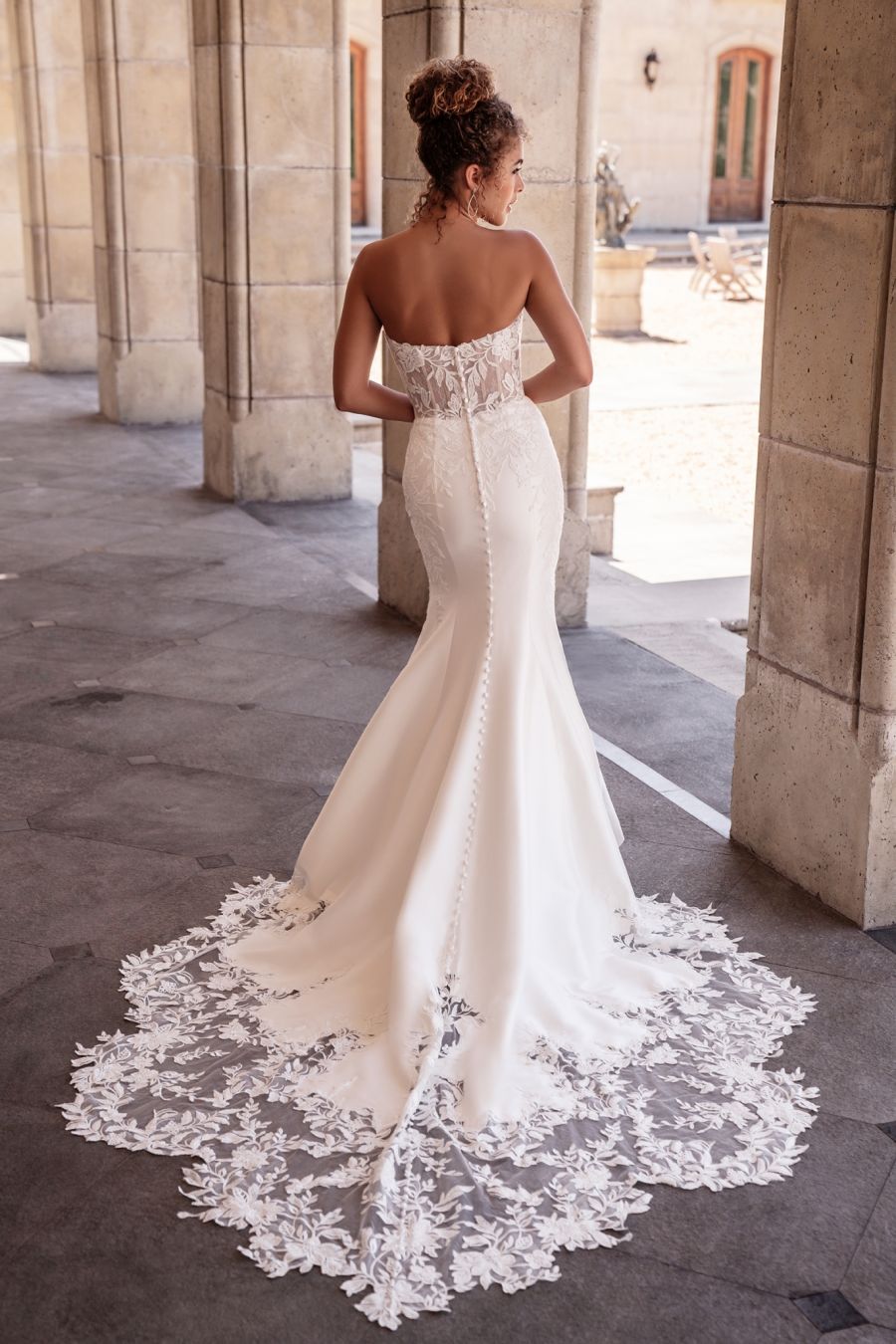 strapless-mikado-fit-and-flare-wedding-dress-with-lace-bodice-kleinfeld-bridal