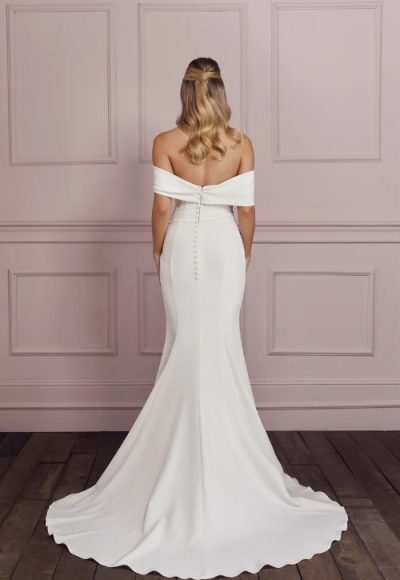 Off The Shoulder Fit And Flare Wedding Dress With Boned Bodice by Anne Barge - Image 2