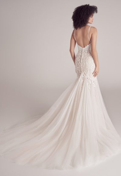 Beaded Mermaid Wedding Dress With Spaghetti Straps And V-neckline by Maggie Sottero - Image 2