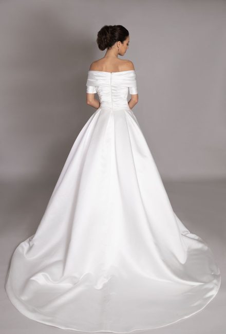 Off The Shoulder Ball Gown Wedding Dress With Ruched Bodice | Kleinfeld ...