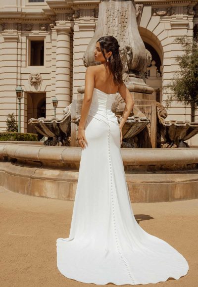 Simple Strapless Sheath Wedding Dress by Essense of Australia - Image 2