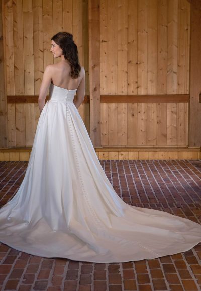 Strapless Satin Fit-and-Flare Wedding Dress With Detachable Overskirt by Essense of Australia - Image 2