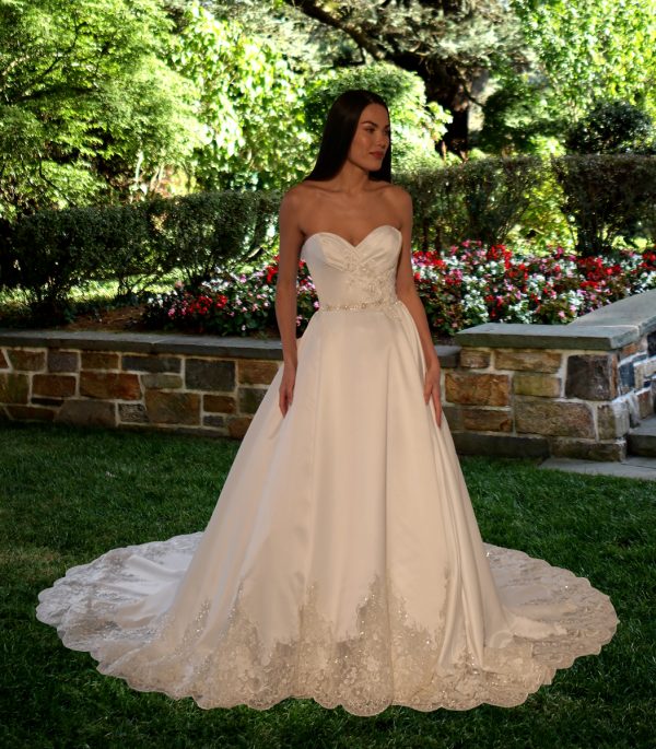 Strapless Ballgown Wedding Dress With Beaded Lace
