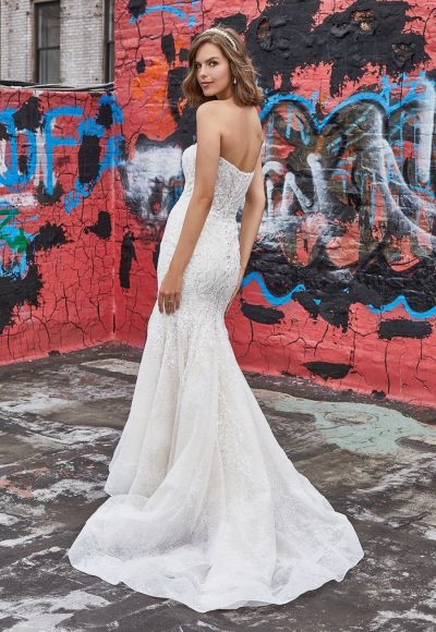 Strapless Fit And Flare Wedding Dress With Beaded Lace. by Madison James - Image 2