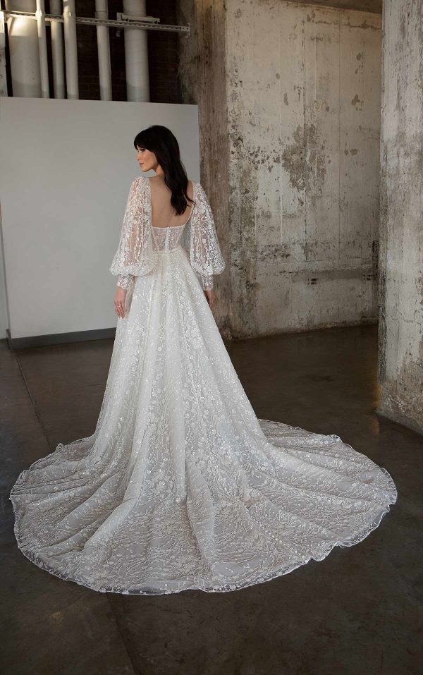 Lace A-line Wedding Dress With Detachable Long Sleeves