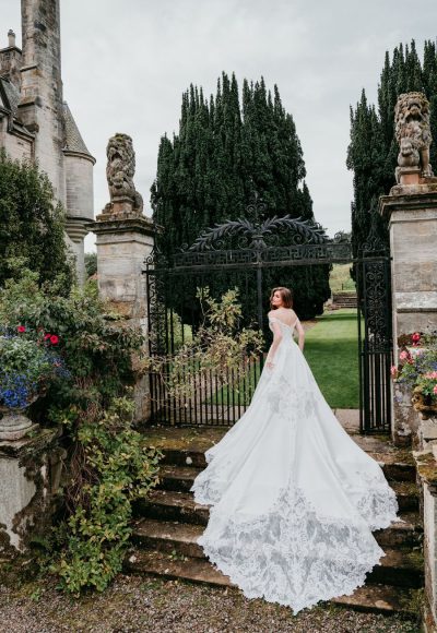 Off-The-Shoulder Embellished Lace Ball Gown by Allure Bridals - Image 2