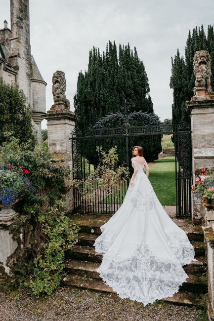 Off The Shoulder Ballgown Wedding Dress With Beaded Lace Appliques ...