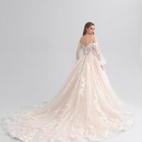 Strapless Ball Gown Wedding Dress With Detachable Tulle Long Sleeves ...