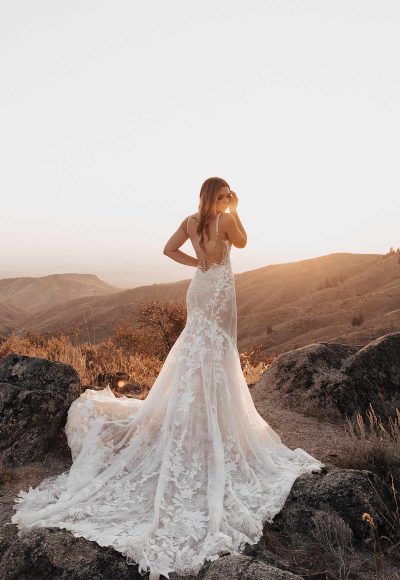 Spaghetti Strap Lace Fit And Flare Wedding Dress With Open Back by Martina Liana Luxe - Image 2