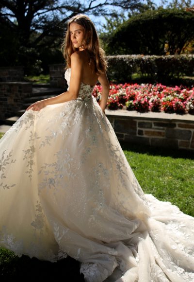 Strapless Ball Gown Wedding Dress With Beaded Lace And Sparkle Tulle by Eve of Milady - Image 2