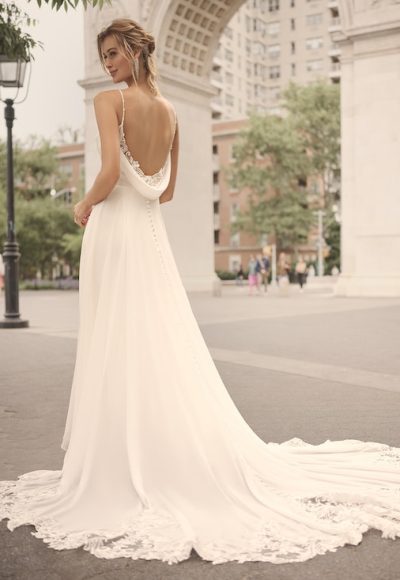 Chiffon A-line Wedding Dress With Lace Back Details by Maggie Sottero - Image 2