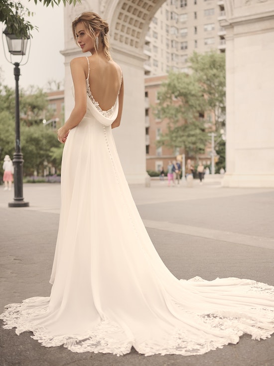 Chiffon A-line Wedding Dress With Lace Back Details