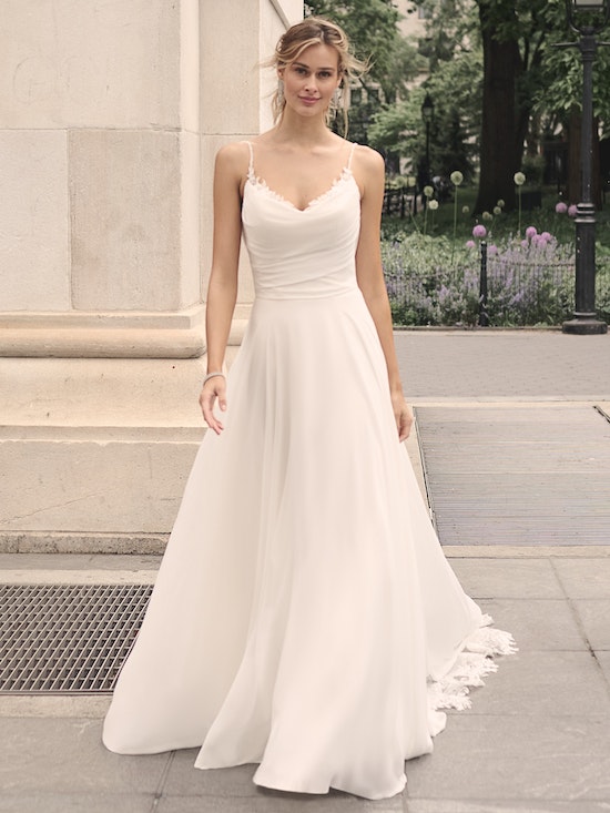 Chiffon A-line Wedding Dress With Lace Back Details