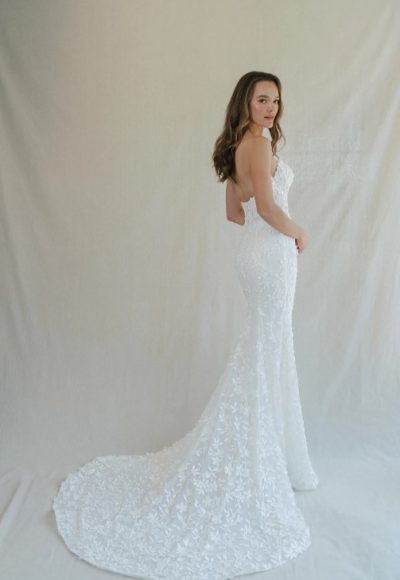 Strapless Fit And Flare Wedding Dress With 3D Petal Embroidery by Anne Barge - Image 2