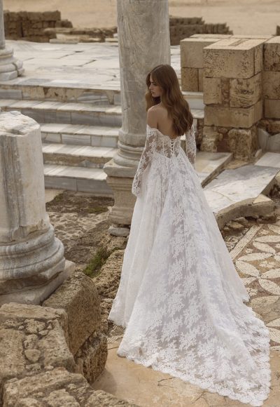 Romantic Off-the-Shoulder Long Sleeve Lace A-Line Wedding Gown by Love by Pnina Tornai - Image 2