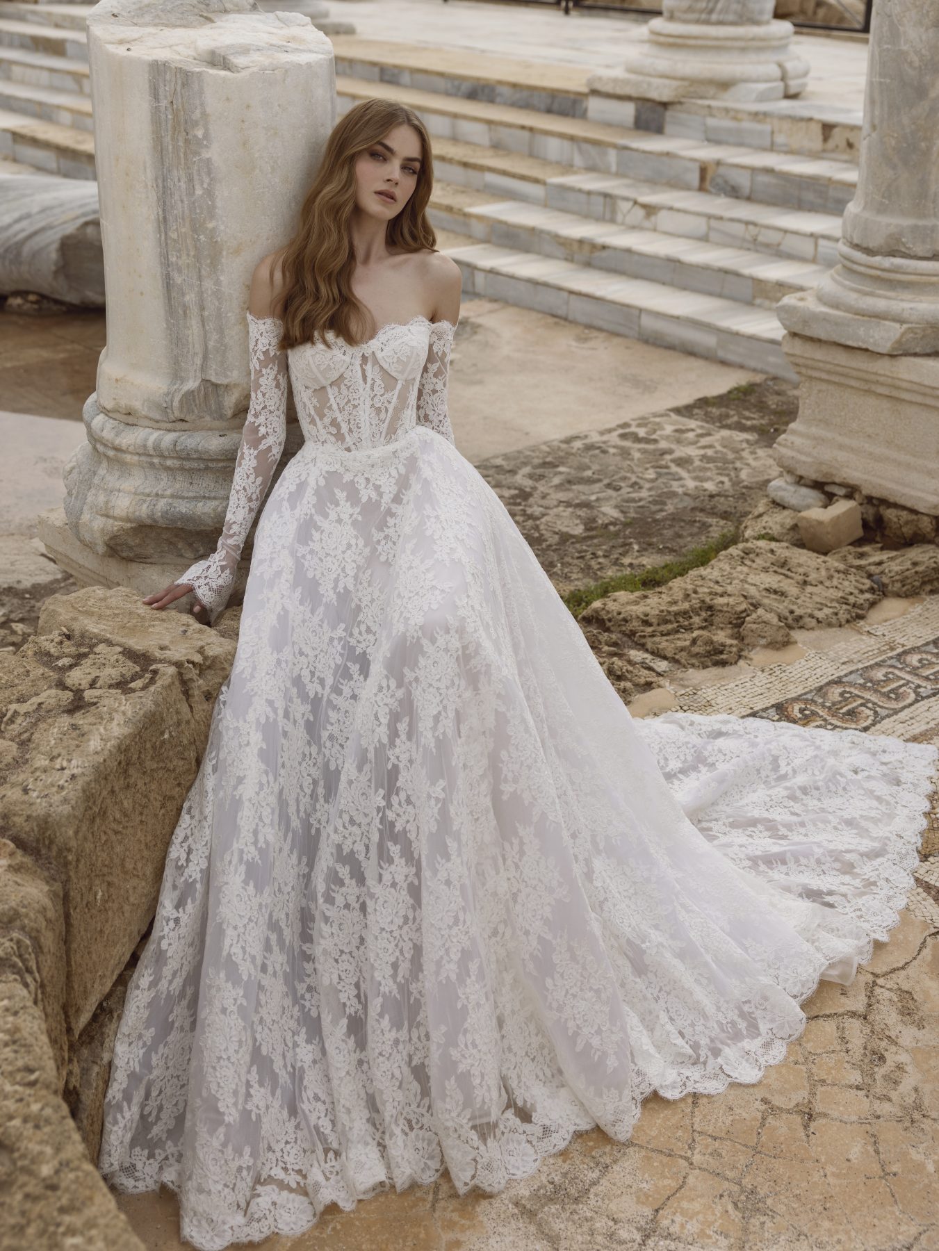 Long Sleeve Lace A Line Wedding Dress Kleinfeld Bridal 