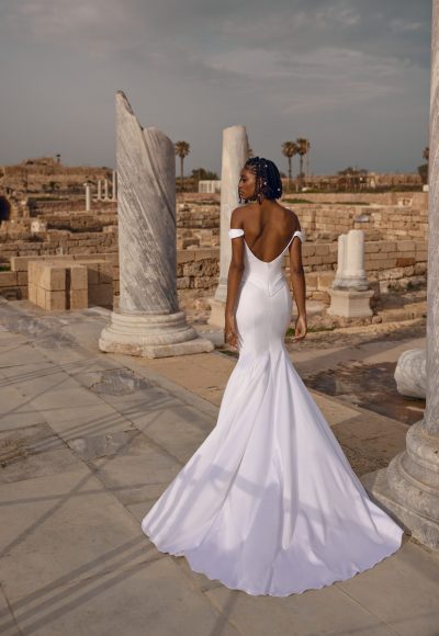 Chic Off-The-Shoulder Fit-And-Flare Wedding Dress With Open Back by Love by Pnina Tornai - Image 2