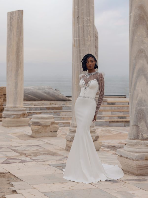 Strapless Crystal-Embellished Fit And Flare Wedding Dress by Love by Pnina Tornai - Image 1