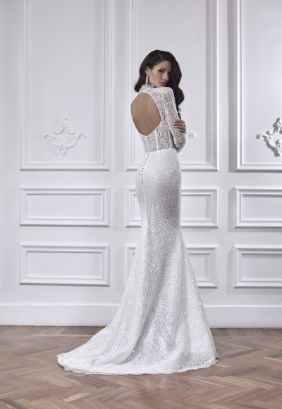 Long Sleeve Fit And Flare Wedding Dress With Detachable Overskirt by Maison Signore - Image 3