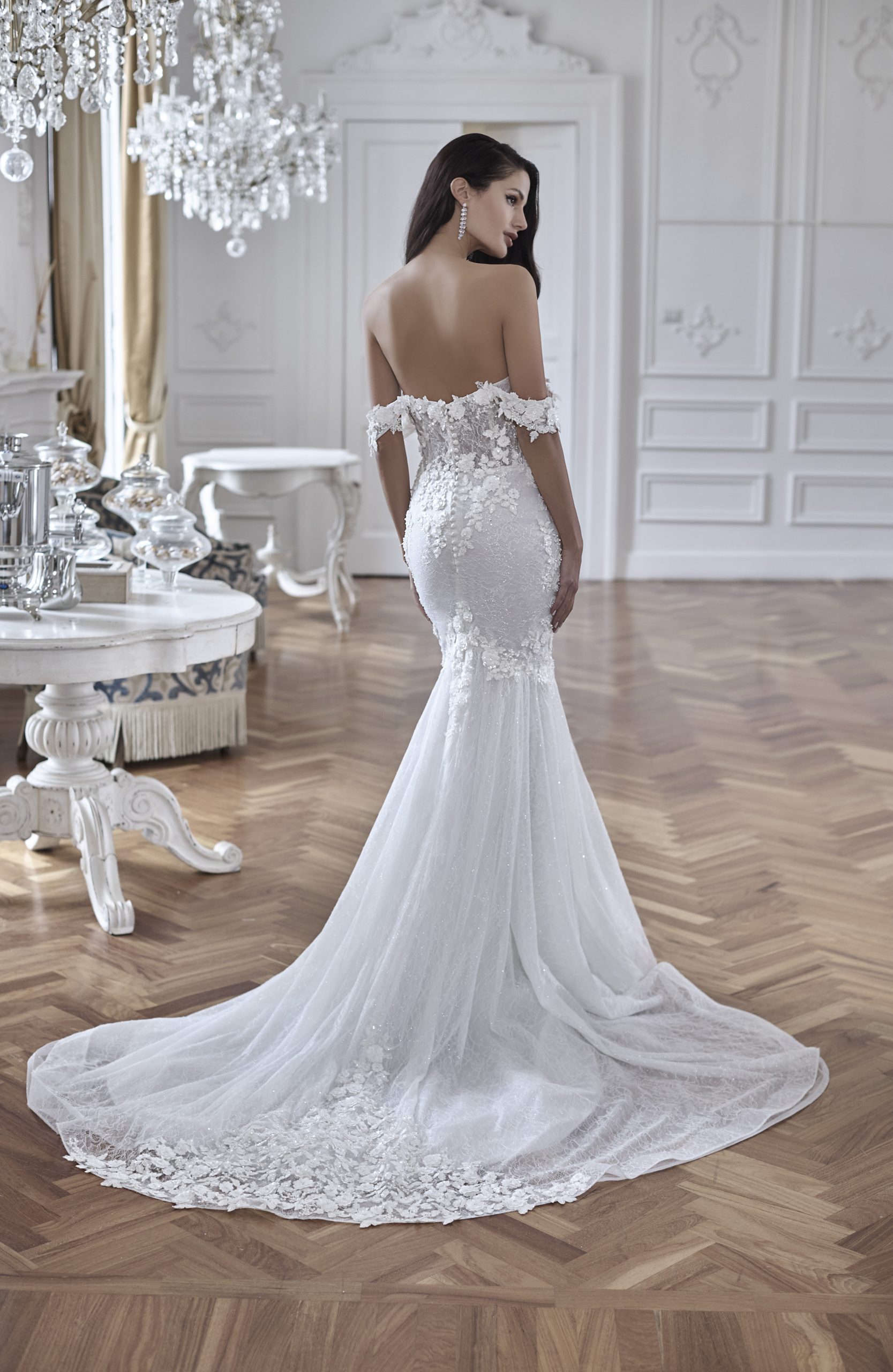 Lace A-line Wedding Dress With Deep V-neckline And High Slit