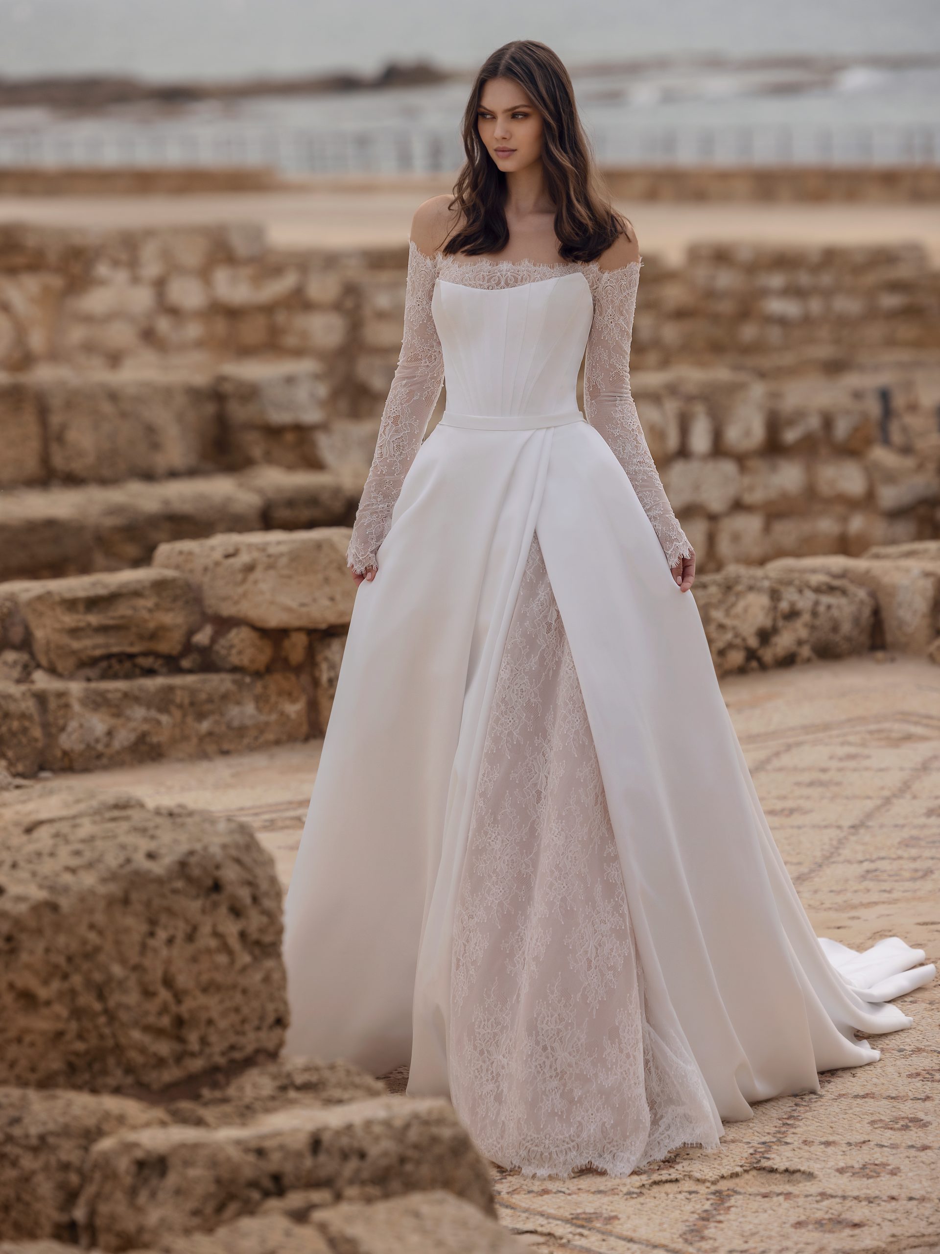 Strapless A-line Wedding Dress With Lace Underlayer