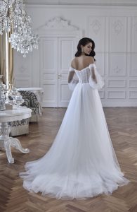 A-line Wedding Dress With Off The Shoulder Long Sleeves | Kleinfeld Bridal