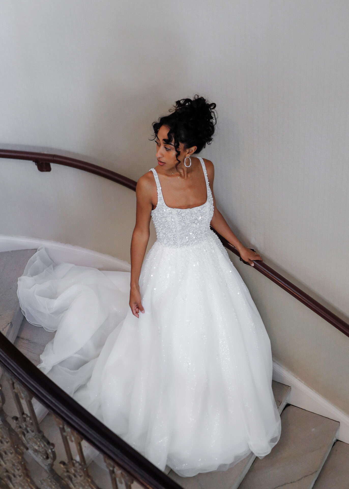 Sleeveless A-line Wedding Dress With Beaded Bodice