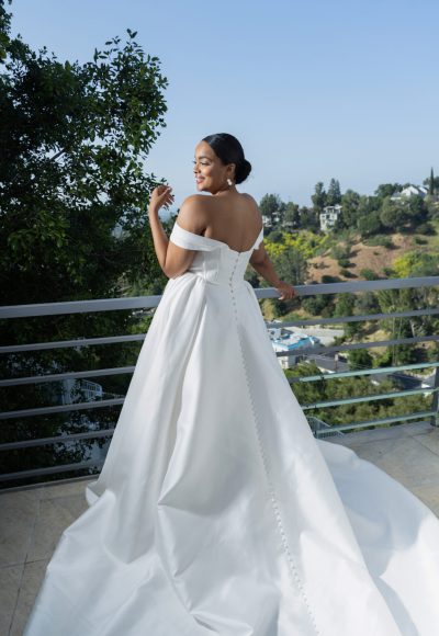 Detachable Off The Shoulder Ball Gown Wedding Dress With Corset Bodice by Martina Liana - Image 2