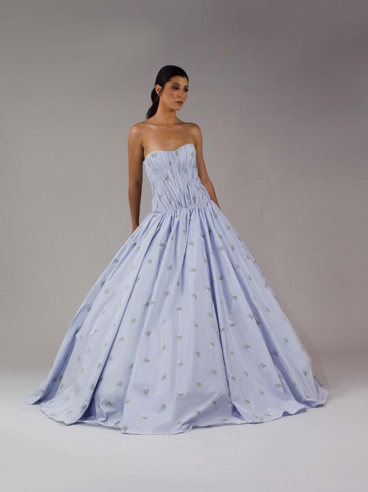 Romantic Blue Ball Gown With Sweetheart Neckline