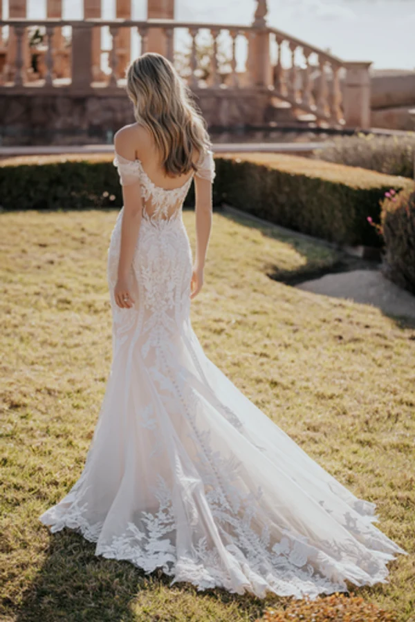 Curve-hugging Sequined Off-the-shoulder Gown by Allure Bridals - Image 3