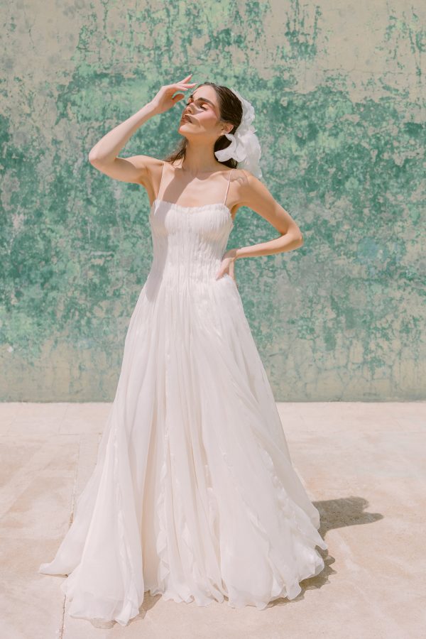 Romantic Silk A-Line Wedding Dress by Nadia Manjarrez - Image 1