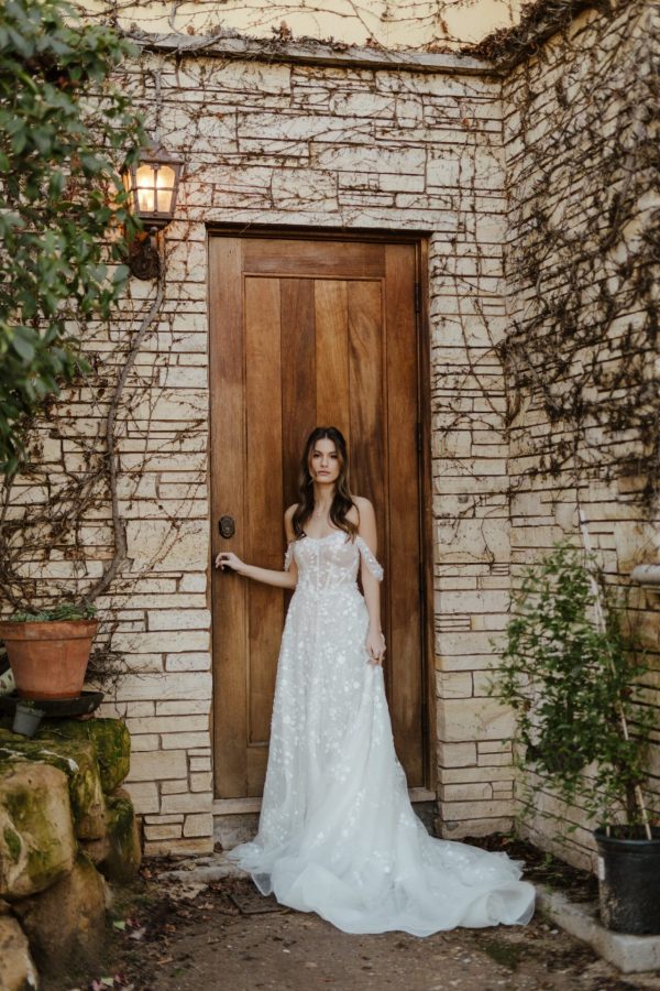 Lace A-line Wedding Dress With Off The Shoulder Straps by Martina Liana - Image 1