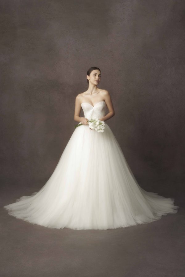 Strapless Woven Tulle Ball Gown by Nicole + Felicia - Image 1