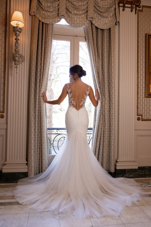 V-Neck Fit-and-Flare Wedding Dress With Open Back by Randy Fenoli - Image 2