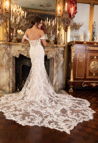 Romantic and Feminine Off-The-Shoulder Lace Fit-and-Flare Wedding Dress by Randy Fenoli - Image 2