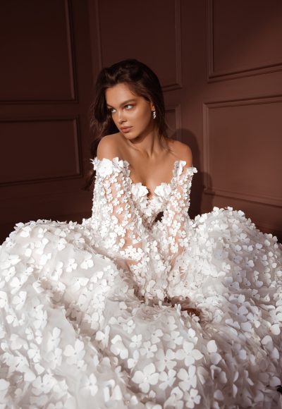 Laser Cut Flower A-Line Gown by Pnina Tornai - Image 3