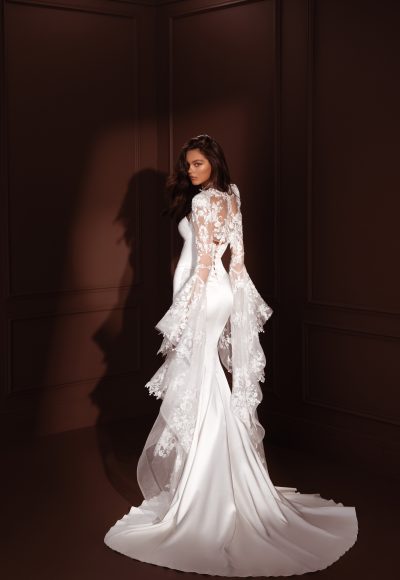 Chic and Simple Satin Fit-and-Flare Wedding Dress by Pnina Tornai - Image 2