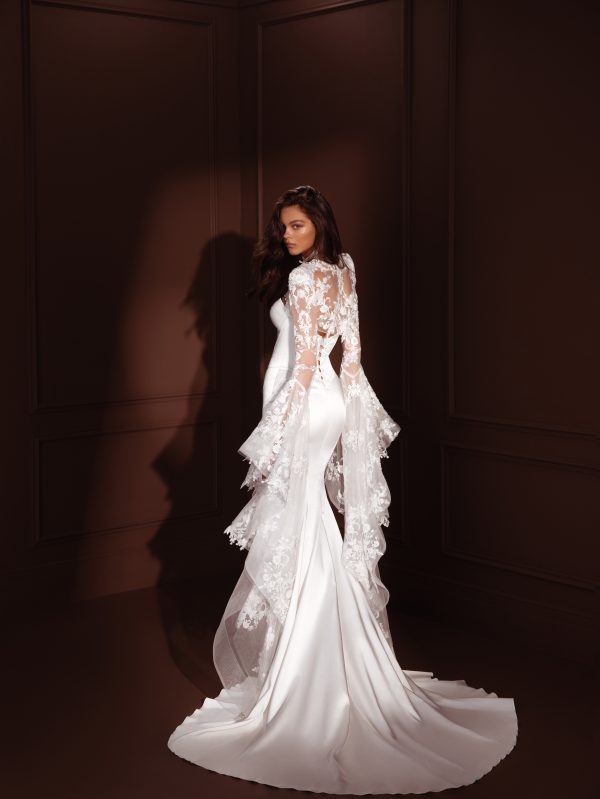 Chic and Simple Satin Fit-and-Flare Wedding Dress by Pnina Tornai - Image 2