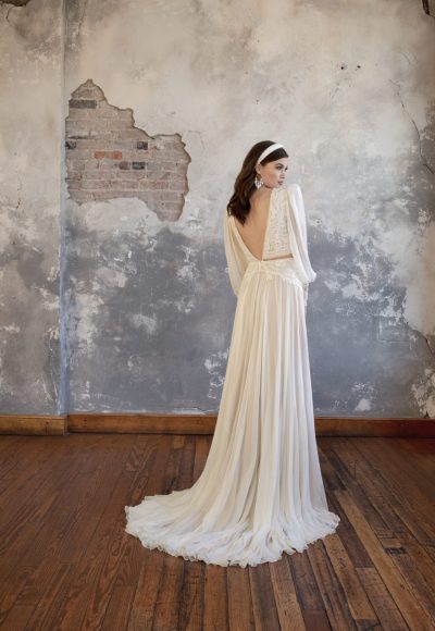 Lace And Chiffon A-Line Gown With Slit by All Who Wander - Image 2