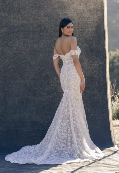 Off-the-Shoulder Floral Fit-and-Flare Wedding Dress by Allure Bridals - Image 2