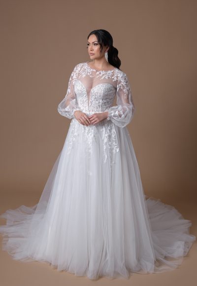 Sexy Off Shoulder Long Sleeve Plus Size Wedding Dress