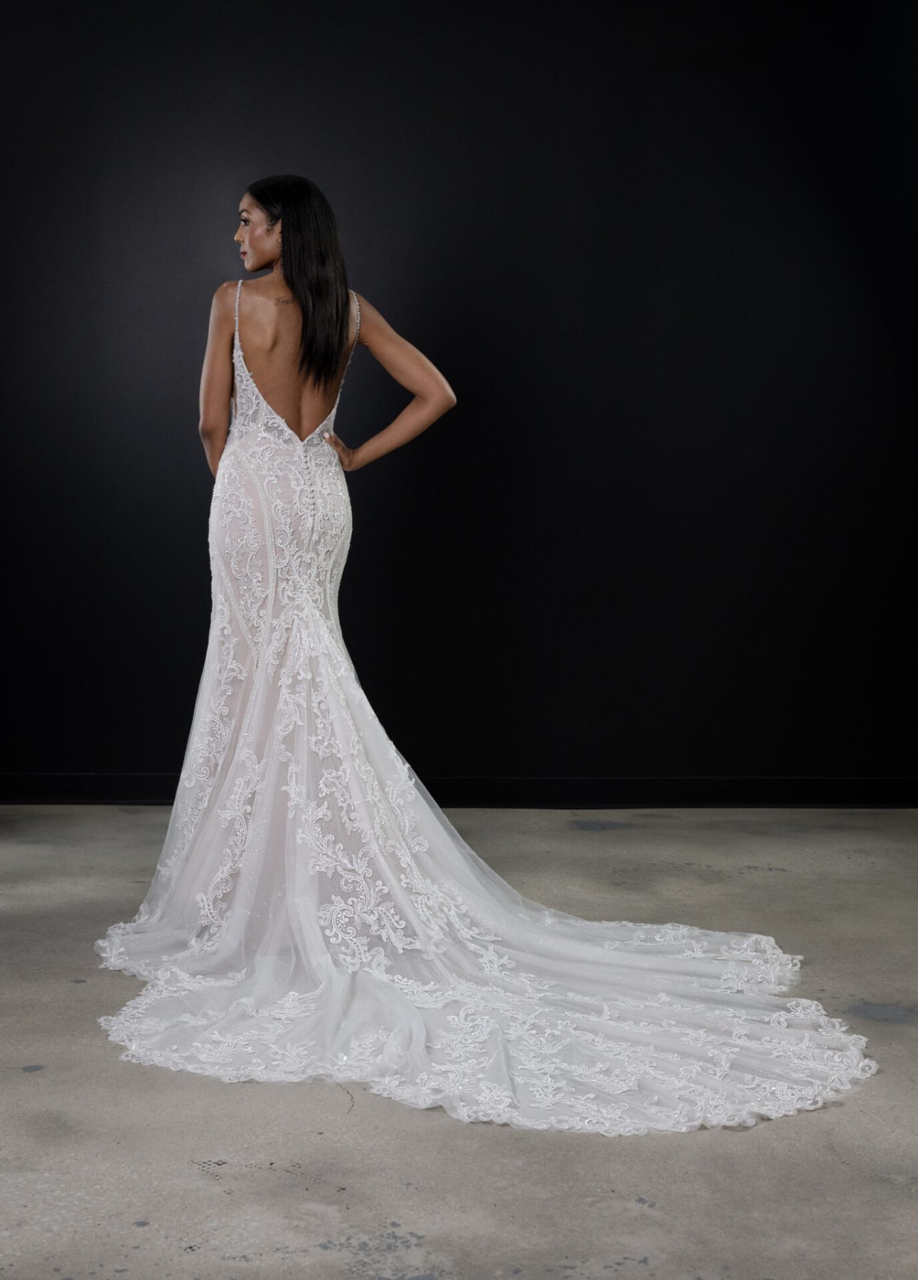 Lace Fit-and-Flare Gown With Open Back | Kleinfeld Bridal