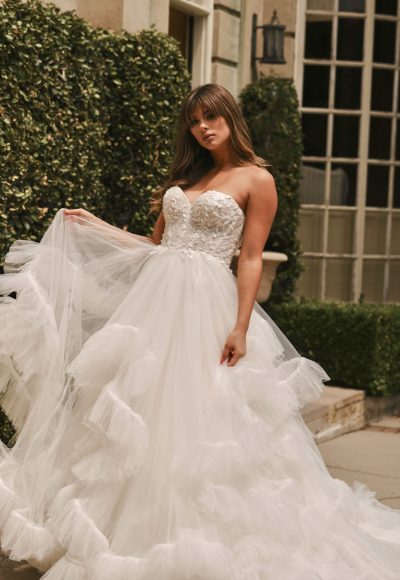 Strapless Ruffled Tulle Ball Gown by Martina Liana - Image 3